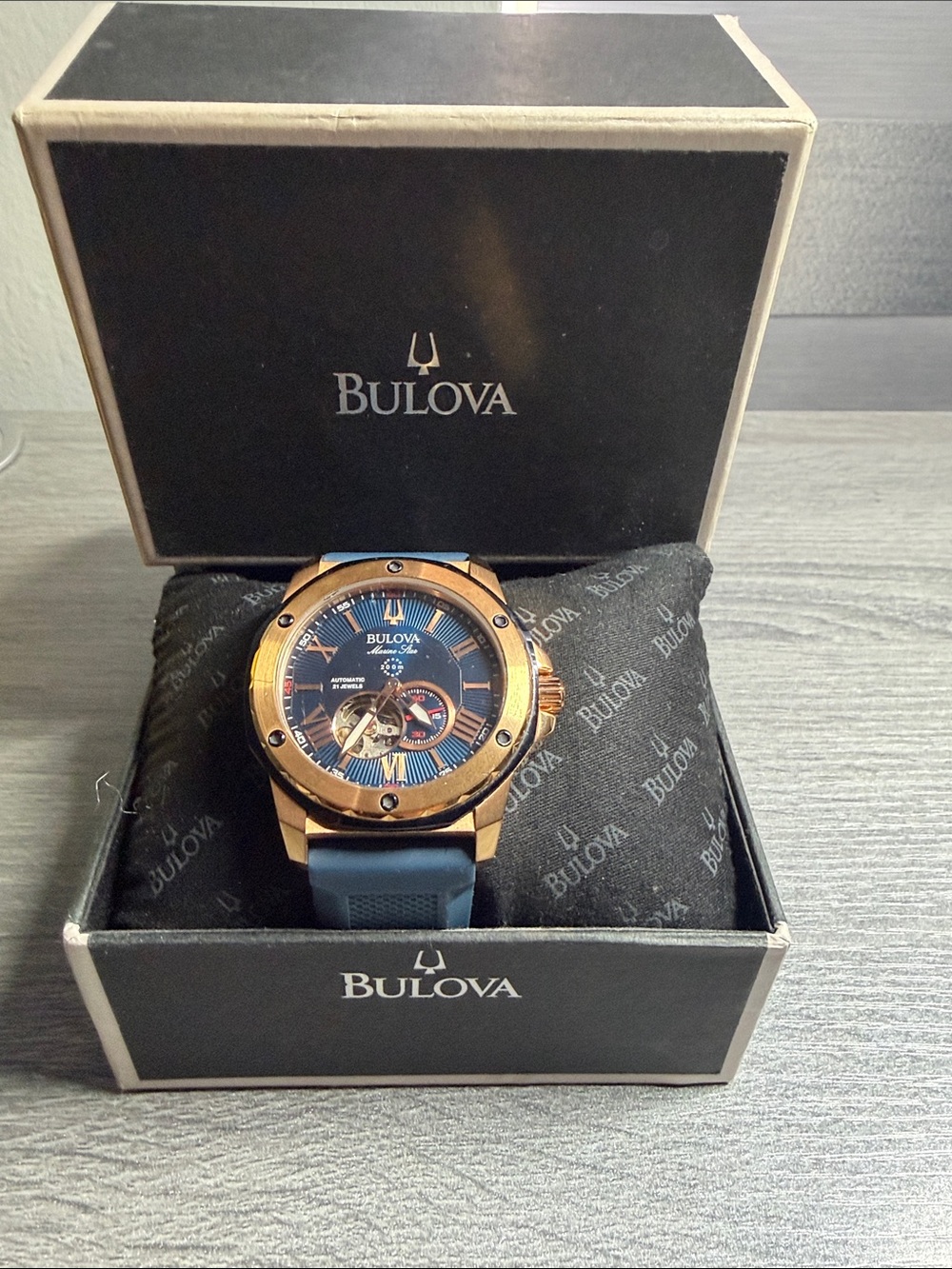 Bulova MarineStar Blue with Rose Gold-Tone Case